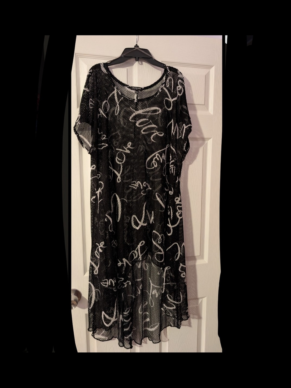 NWOT Black&White - Mesh Midi Swimsuit/Bikini Cover Up Dress with "Love" Script